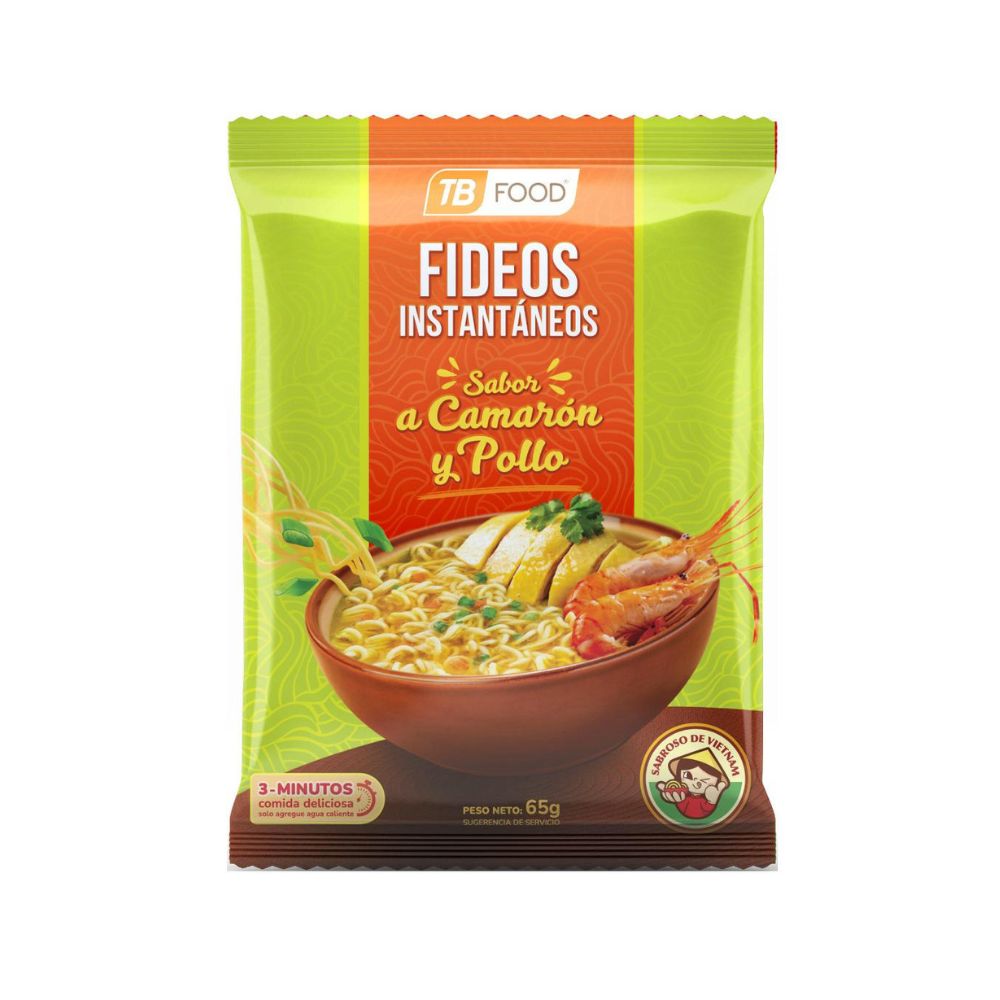 Sopa Instantánea Sabor Camarón Y Pollo 65g - TB Food - Imagen 1