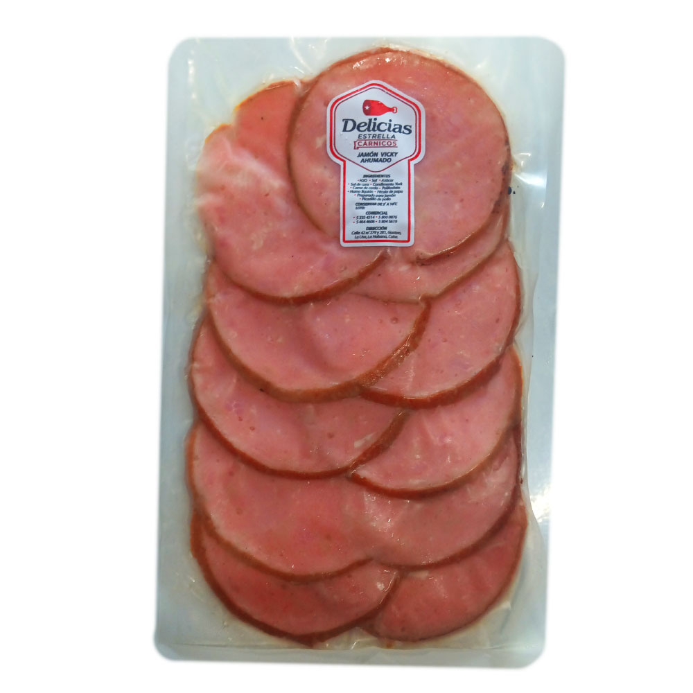Jamón Vicky Ahumado Lonchado 250g - Delicias Estrella - Imagen 1
