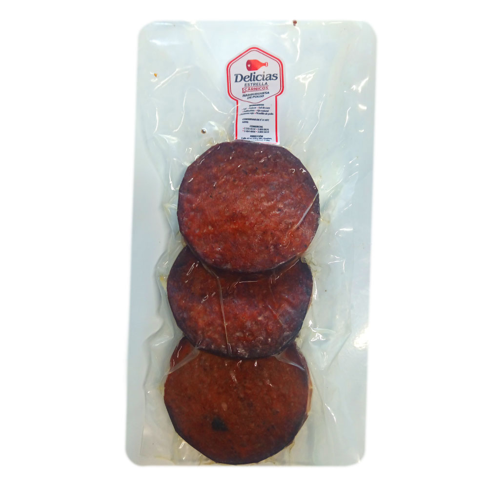 Hamburguesas de Pollo Ahumada 3 Uds - Delicias Estrella - Imagen 1