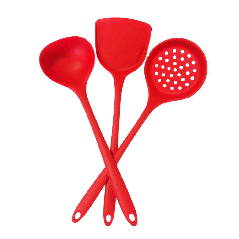 Set utensilios de cocina de silicona color rojo (3 unidades) - Imagen 1