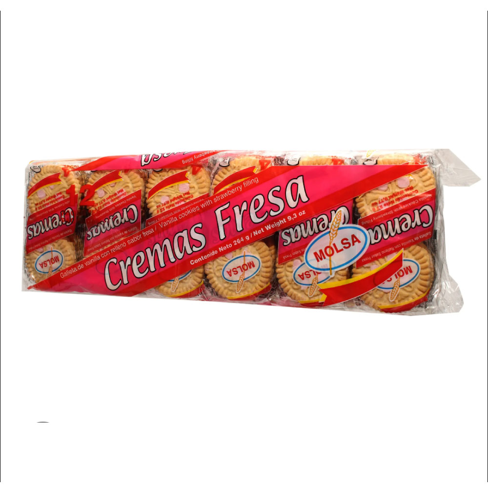 AFV04855 Galletas de Vainilla con Crema de Fresa Pack 12 Unidades 264g - Molsa - Imagen 1