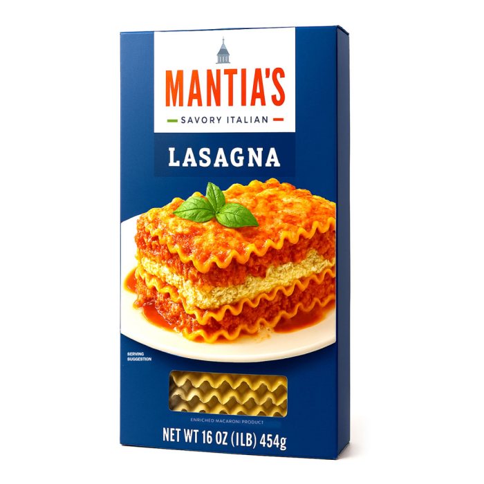 AFV04880 Lasaña de pasta 16oz - Mantia's - Imagen 1