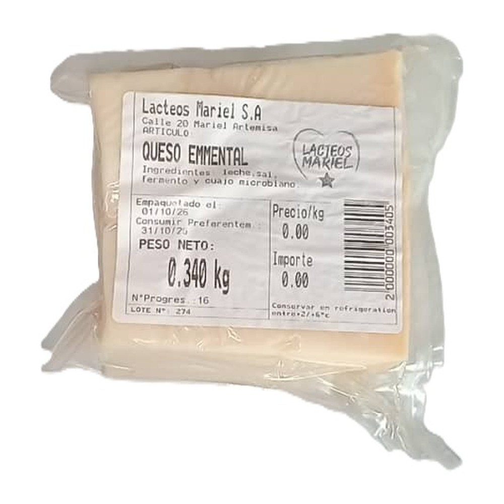 AFV05101 Pieza Queso Emmenthal 200/300 - Lacteos Mariel - Imagen 1